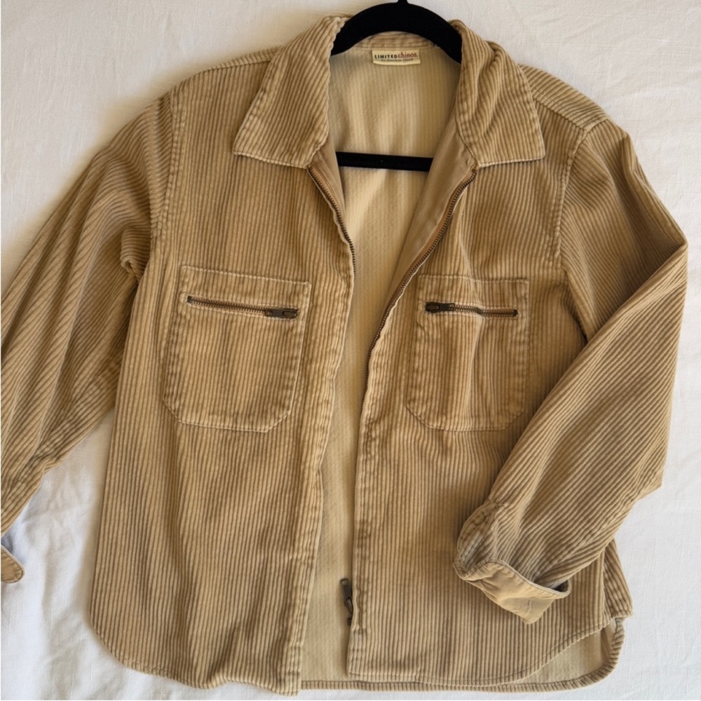 Vtg Limited Chinos Corduroy Jacket Womens Sz M Zip Shacket 90s Y2K Wide Wale
